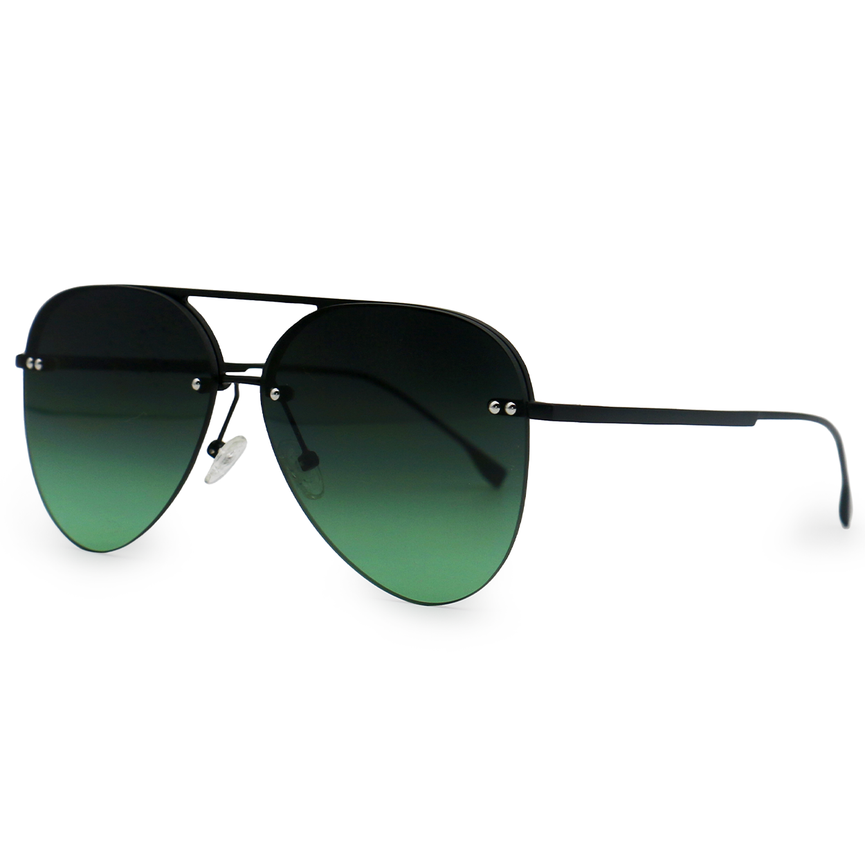 TopFoxx Smaller Megan 2 - Dark Green Metal Aviator Sunglasses Black - Green REGULAR Sunglasses - Tophatter Daily Deals