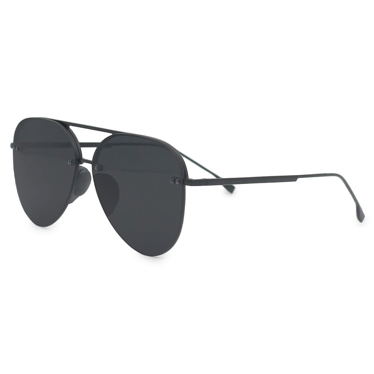 TopFoxx Smaller Megan 2 Jet Black- Tangle Free Unisex Aviator Sunglasses Black Narrow Sunglasses - Tophatter Daily Deals