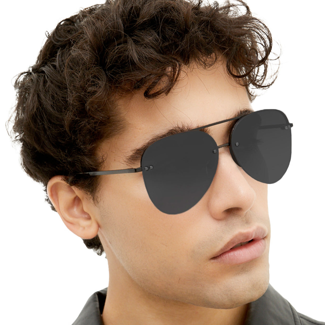 TopFoxx Smaller Megan 2 Jet Black- Tangle Free Unisex Aviator Sunglasses Sunglasses - Tophatter Daily Deals