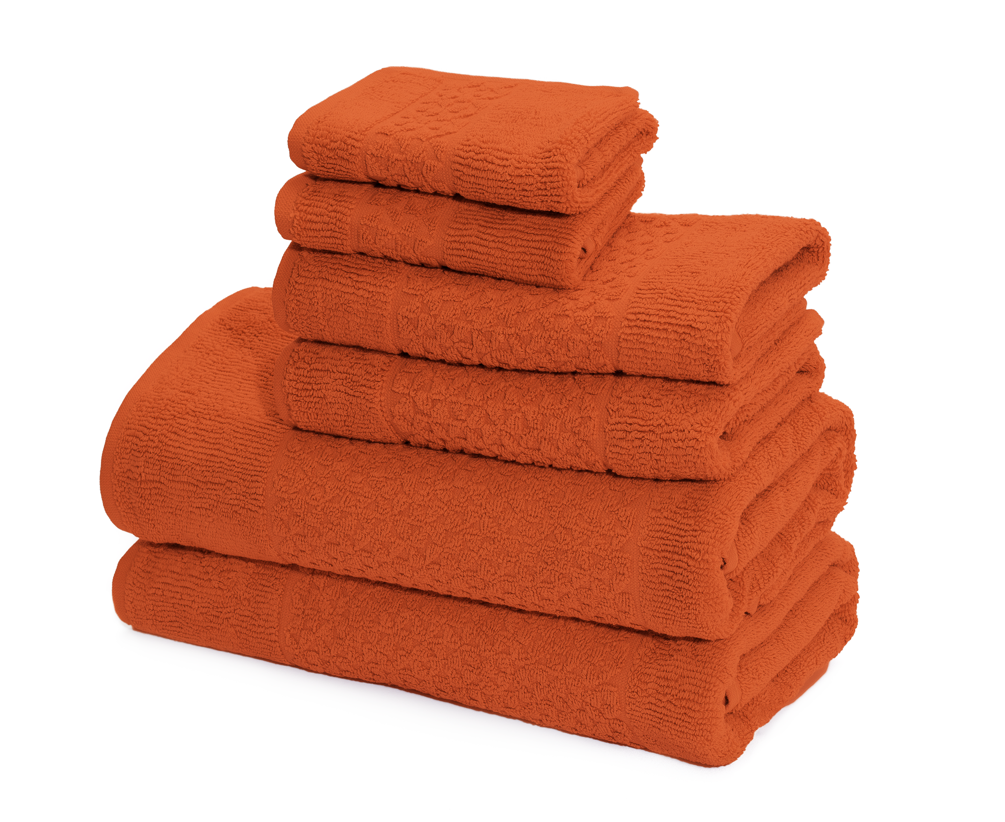 Mei-Tal Turkish Cotton Jacquard Towel Set of 6 Terracotta Bath Towel - Tophatter Daily Deals