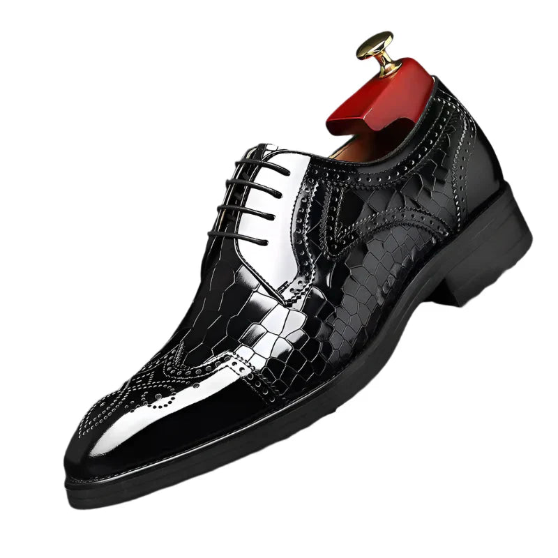 Men Leather Slip-On Brogue Oxford Loafers (Black) Apparel & Accessories > Shoes - Tophatter Daily Deals