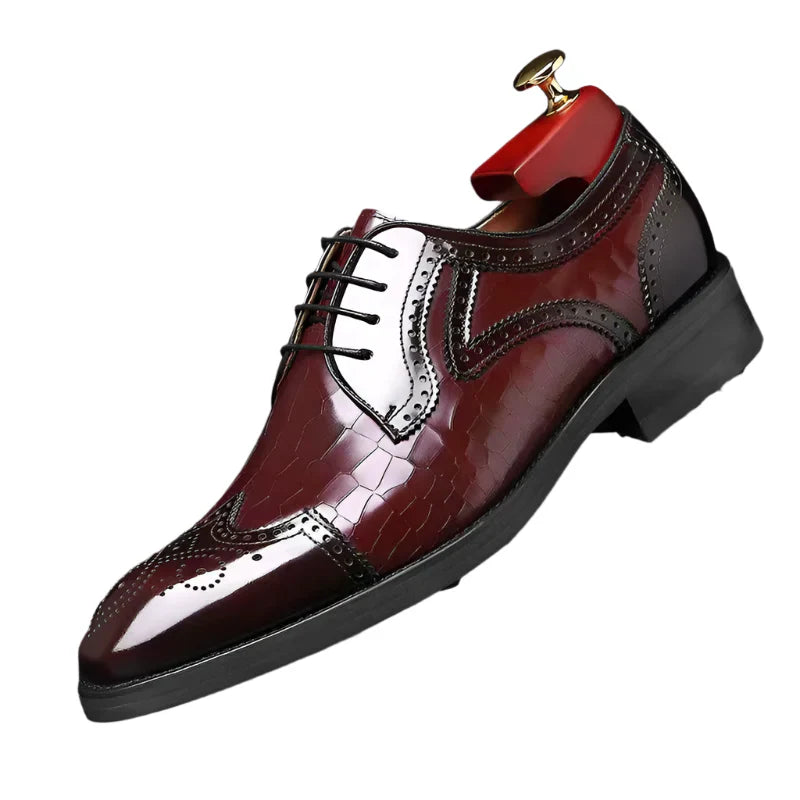 Men Leather Slip-On Brogue Oxford Loafers (Wine Red) Apparel & Accessories > Shoes - Tophatter Daily Deals