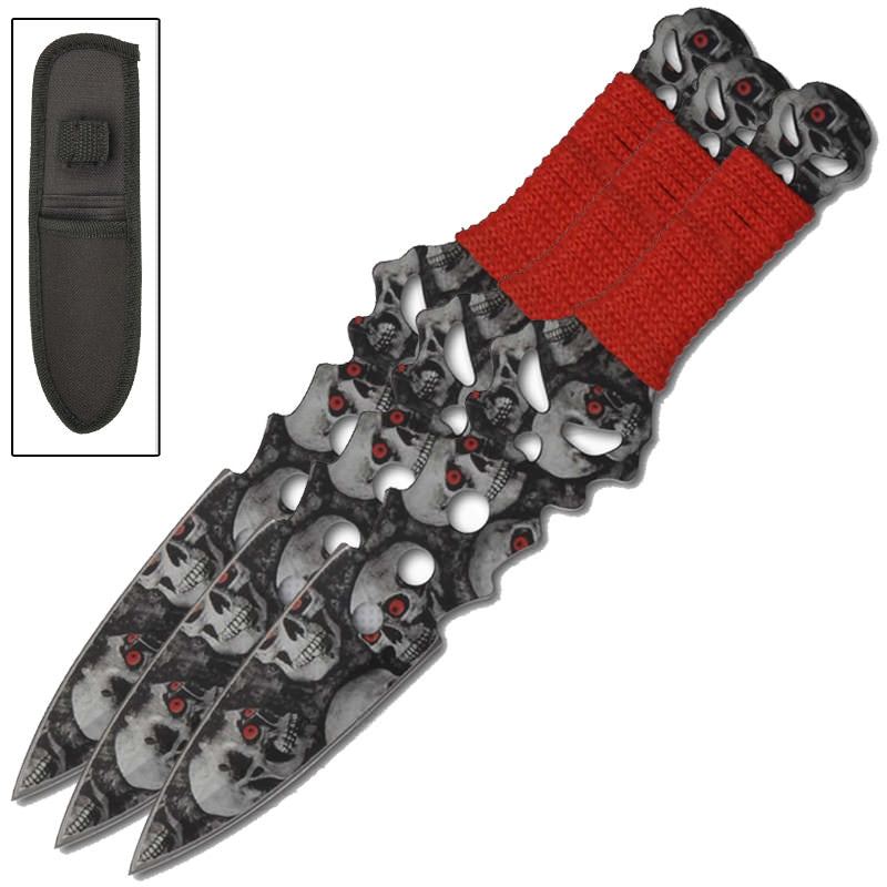 Menacing Death Stare Deadly Skull Throwing Knives 3 Pc Set - TOPHATTER'S ARMORY DEALS Collectible Weapons - Tophatter Daily Deals