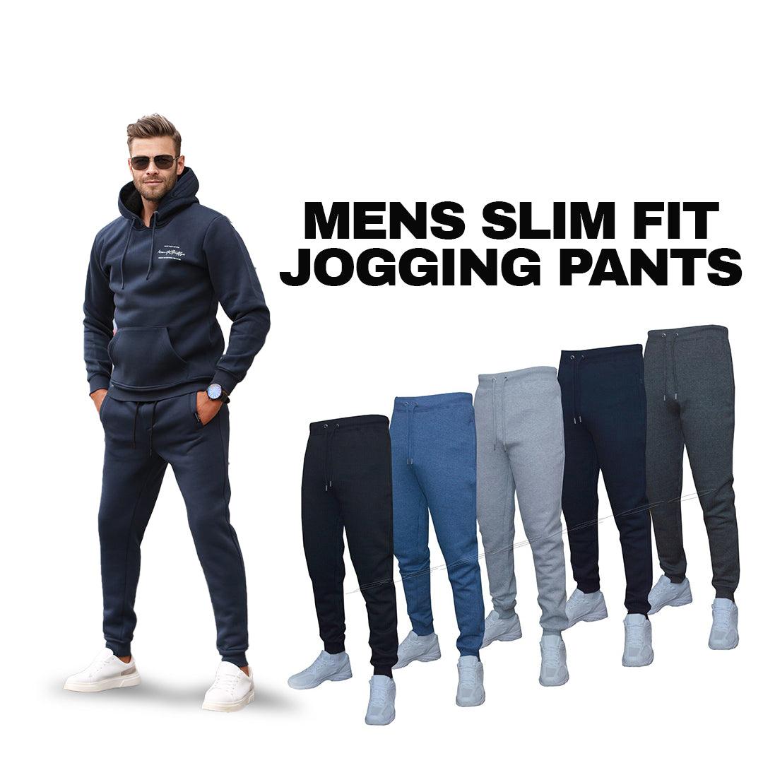 Mens Slim Leg Joggers - Mens Slim Fit Jogging Bottoms Plain Skinny Track Sweat Pants Zip Pockets Clothing - Tophatter Daily Deals