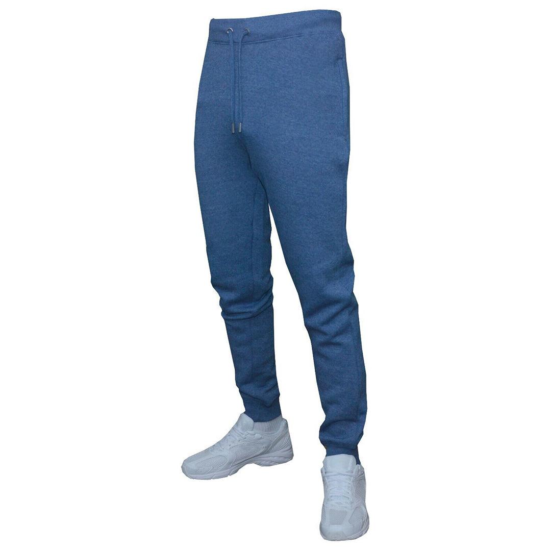 Mens Slim Leg Joggers - Mens Slim Fit Jogging Bottoms Plain Skinny Track Sweat Pants Zip Pockets Blue Clothing - Tophatter Daily Deals