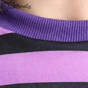 Meowcos Women Sexy Lingerie Erotic Striped Short Top and Panty Purple Set with Fishnet Stockings and Corset Cosplay Costume - Tophatter Daily Deals