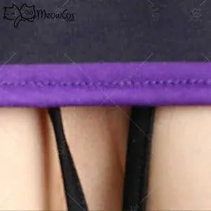 Meowcos Women Sexy Lingerie Erotic Striped Short Top and Panty Purple Set with Fishnet Stockings and Corset Cosplay Costume - Tophatter Daily Deals