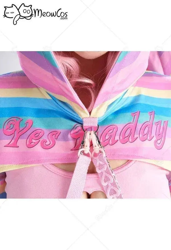 Meowcos Women Sexy Lingerie Set Rainbow Bunny Ear Long Sleeve Top and Vest Panty Set with Fishnet Stockings and Chains Costumes - Tophatter Daily Deals