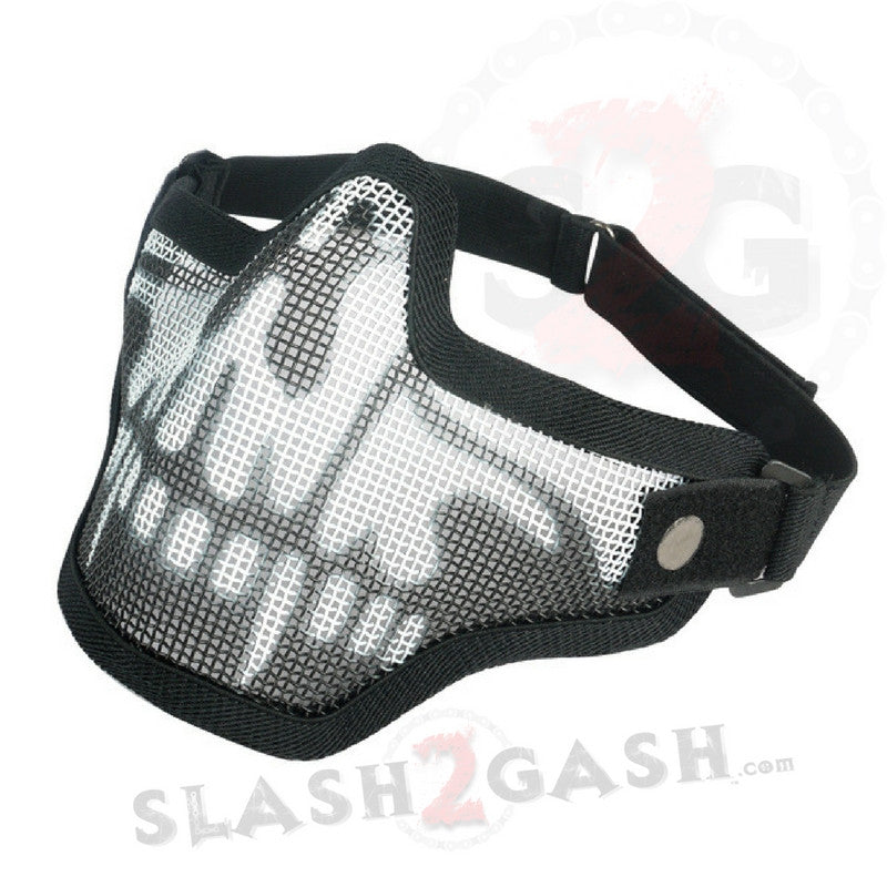 Metal Mesh Protective Mask SKULL Half Face Tactical Airsoft Military Face Mask - Tophatter Daily Deals