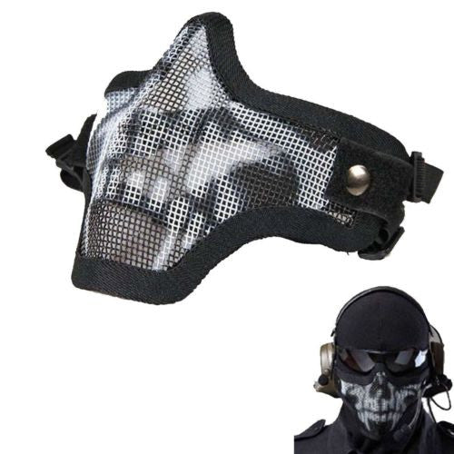 Metal Mesh Protective Mask SKULL Half Face Tactical Airsoft Military Face Mask - Tophatter Daily Deals