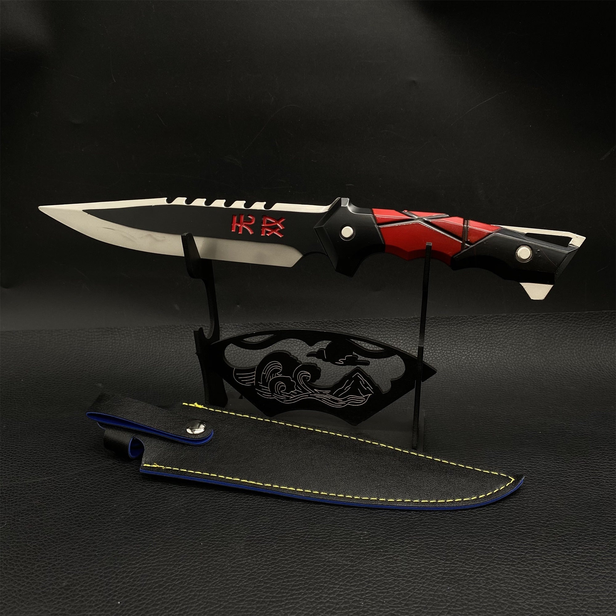 Metal Ego Knife Metal Melee Weapon Game Prop 3 Colors Red & Stand - Tophatter Daily Deals