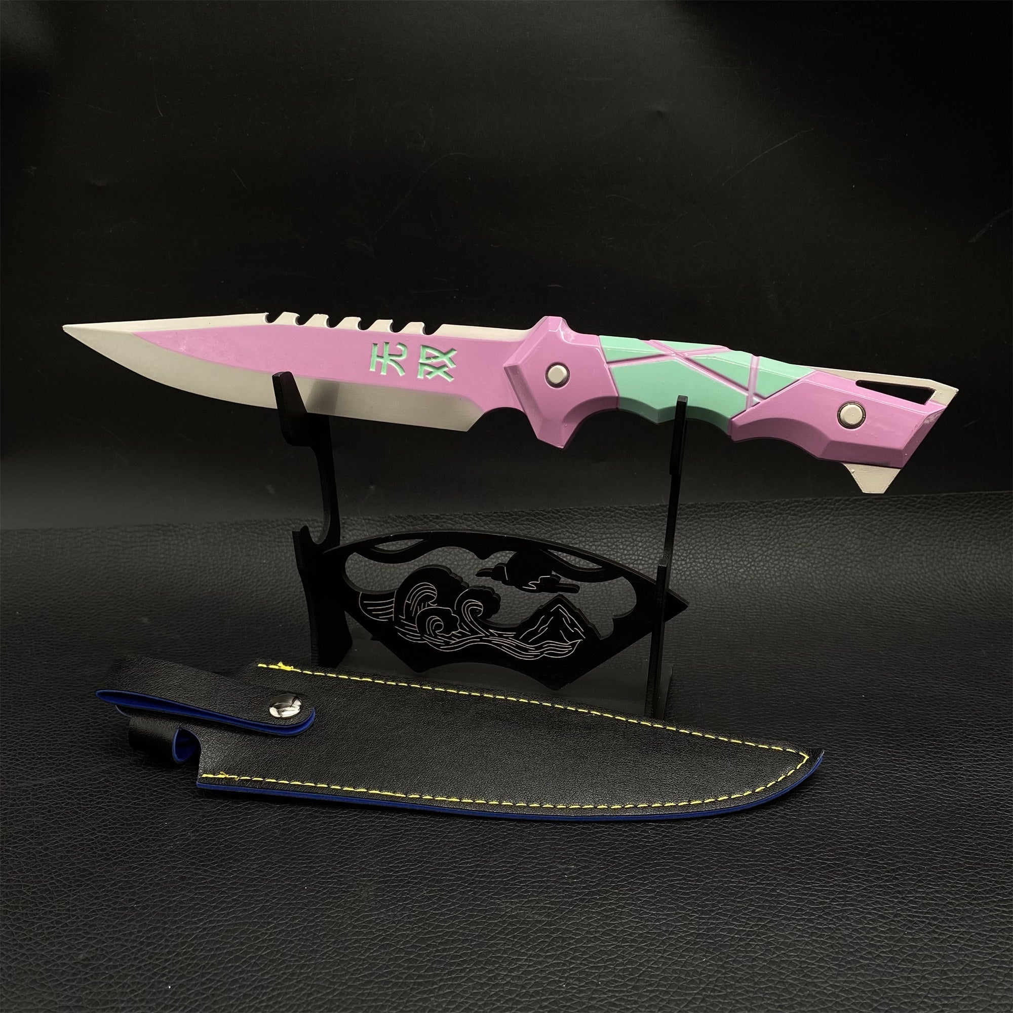 Metal Ego Knife Metal Melee Weapon Game Prop 3 Colors Pink & Stand - Tophatter Daily Deals