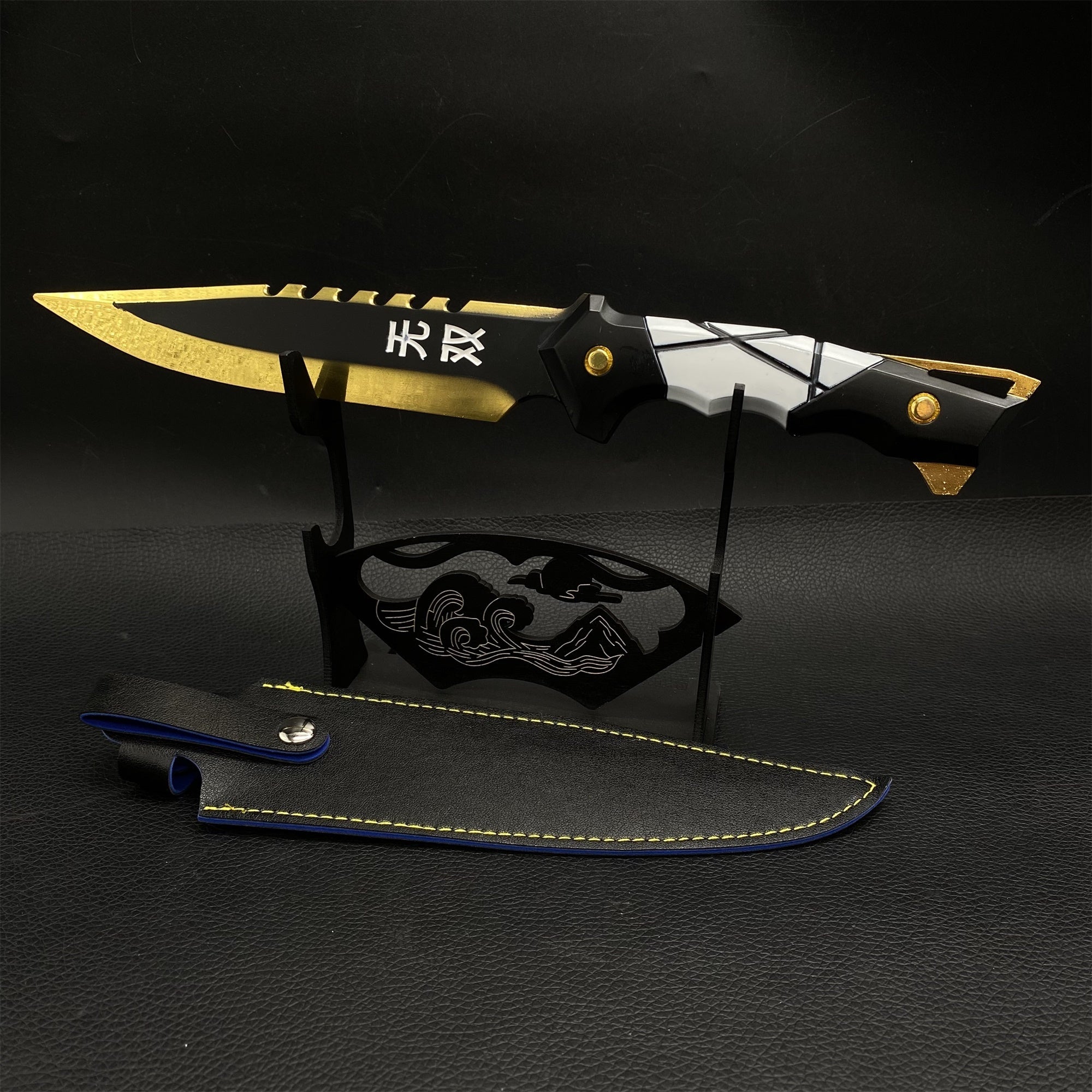 Metal Ego Knife Metal Melee Weapon Game Prop 3 Colors Golden & Stand - Tophatter Daily Deals