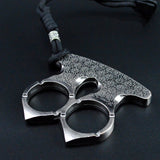 Metal Knuckle Duster Two-finger Broken Window Finger Tiger Martial Arts Practice Hand Buckle Fist Ring Fight Protective Gear EDC Tool - Tophatter Daily Deals