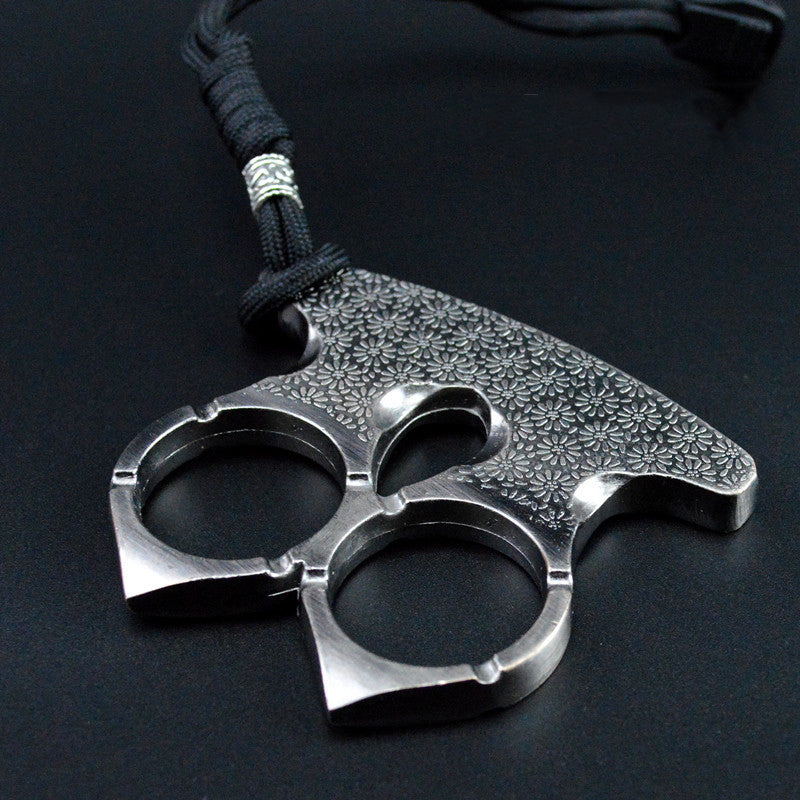 Metal Knuckle Duster Two-finger Broken Window Finger Tiger Martial Arts Practice Hand Buckle Fist Ring Fight Protective Gear EDC Tool - Tophatter Daily Deals