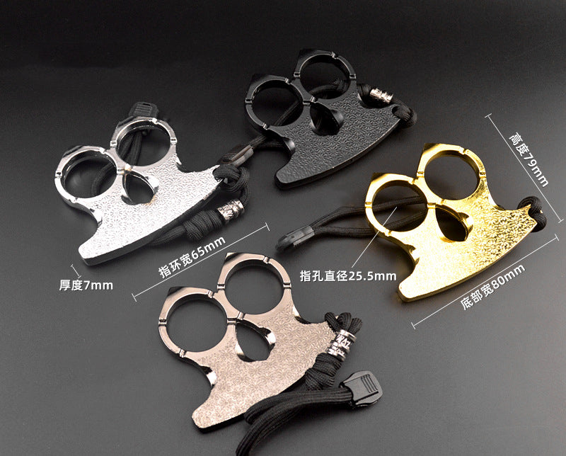 Metal Knuckle Duster Two-finger Broken Window Finger Tiger Martial Arts Practice Hand Buckle Fist Ring Fight Protective Gear EDC Tool - Tophatter Daily Deals