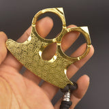 Metal Knuckle Duster Two-finger Broken Window Finger Tiger Martial Arts Practice Hand Buckle Fist Ring Fight Protective Gear EDC Tool Gold - Tophatter Daily Deals