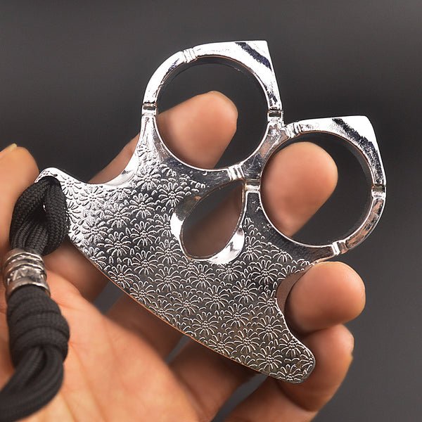 Metal Knuckle Duster Two-finger Broken Window Finger Tiger Martial Arts Practice Hand Buckle Fist Ring Fight Protective Gear EDC Tool Silver - Tophatter Daily Deals