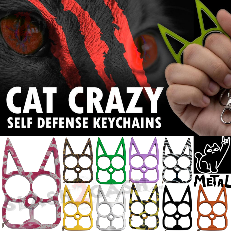 "Metal Cat" Self Defense Kitty Keychain Knuckles - Asst. colors SD-KeyChain - Tophatter Daily Deals