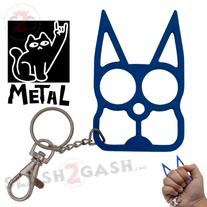"Metal Cat" Self Defense Kitty Keychain Knuckles - Asst. colors SD-KeyChain - Tophatter Daily Deals
