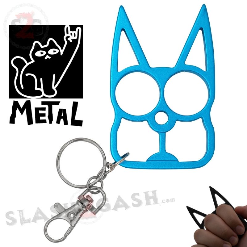 "Metal Cat" Self Defense Kitty Keychain Knuckles - Asst. colors SD-KeyChain - Tophatter Daily Deals