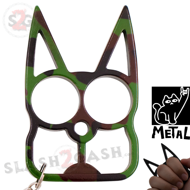 "Metal Cat" Self Defense Kitty Keychain Knuckles - Camo SD-KeyChain - Tophatter Daily Deals