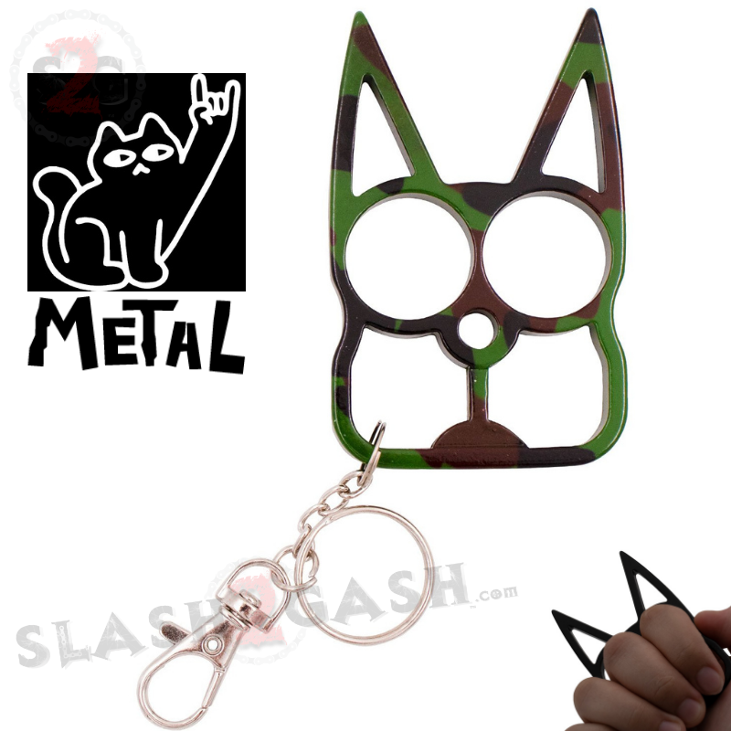 "Metal Cat" Self Defense Kitty Keychain Knuckles - Asst. colors SD-KeyChain - Tophatter Daily Deals