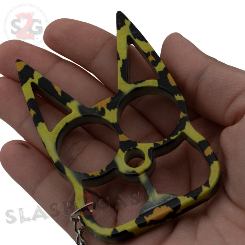 "Metal Cat" Self Defense Kitty Keychain Knuckles - Asst. colors SD-KeyChain - Tophatter Daily Deals