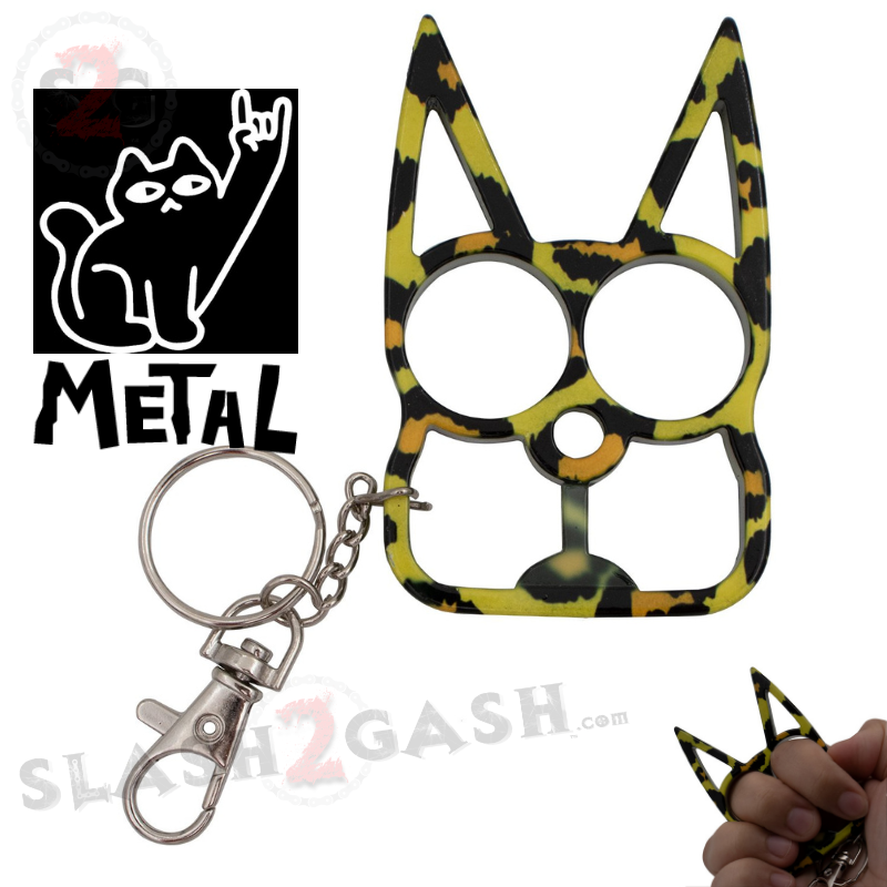"Metal Cat" Self Defense Kitty Keychain Knuckles - Asst. colors SD-KeyChain - Tophatter Daily Deals