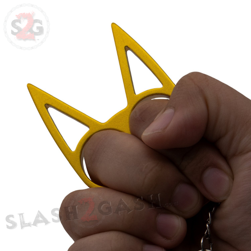 "Metal Cat" Self Defense Kitty Keychain Knuckles - Gold SD-KeyChain - Tophatter Daily Deals