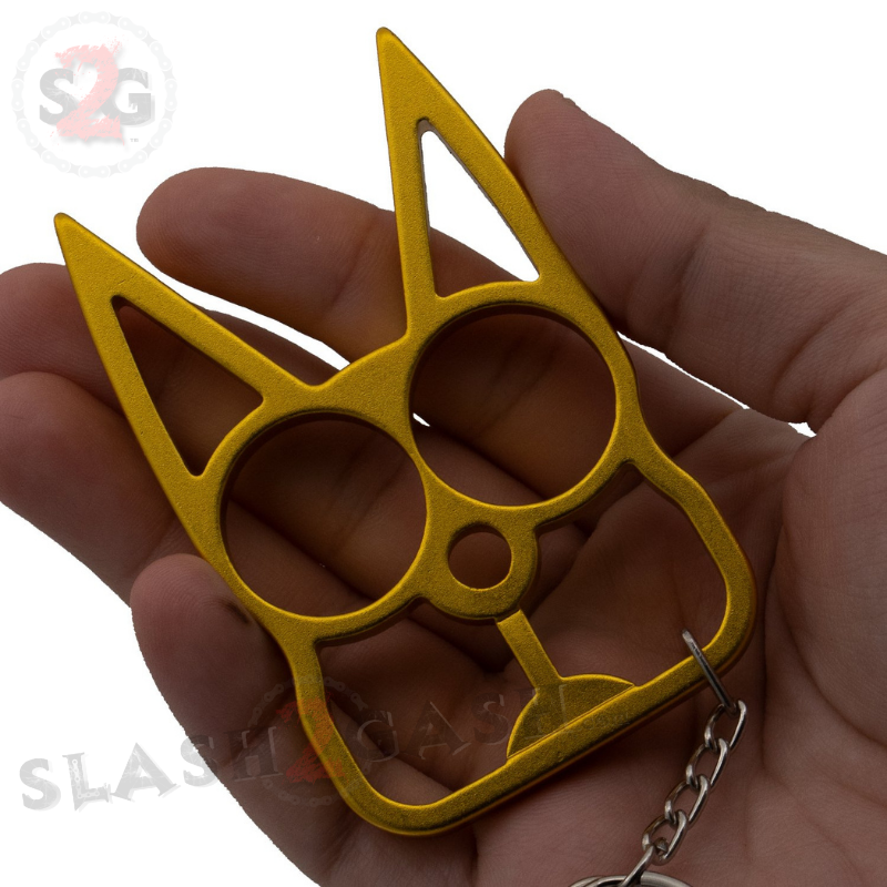 "Metal Cat" Self Defense Kitty Keychain Knuckles - Gold SD-KeyChain - Tophatter Daily Deals