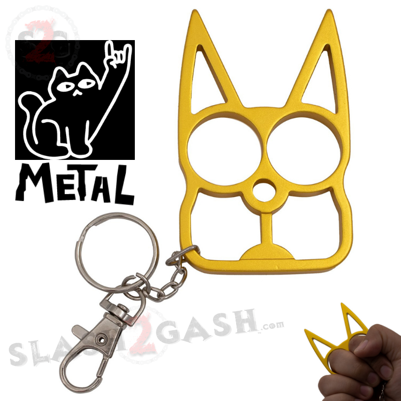"Metal Cat" Self Defense Kitty Keychain Knuckles - Gold SD-KeyChain - Tophatter Daily Deals