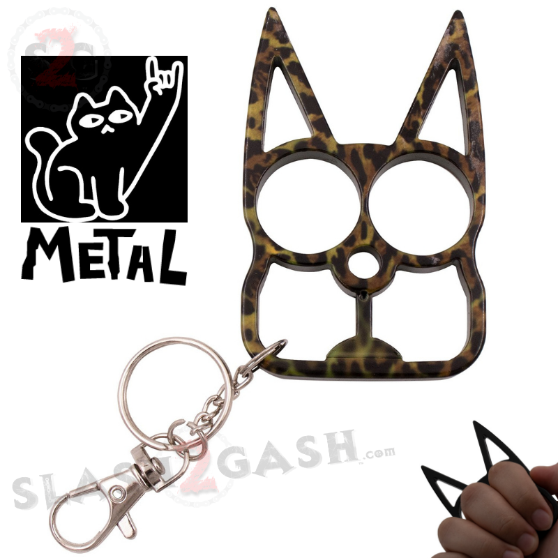 "Metal Cat" Self Defense Kitty Keychain Knuckles - Asst. colors SD-KeyChain - Tophatter Daily Deals