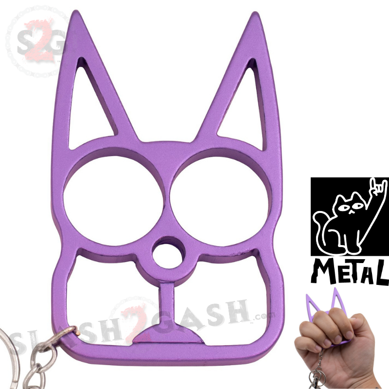 "Metal Cat" Self Defense Kitty Keychain Knuckles - Light Purple SD-KeyChain - Tophatter Daily Deals