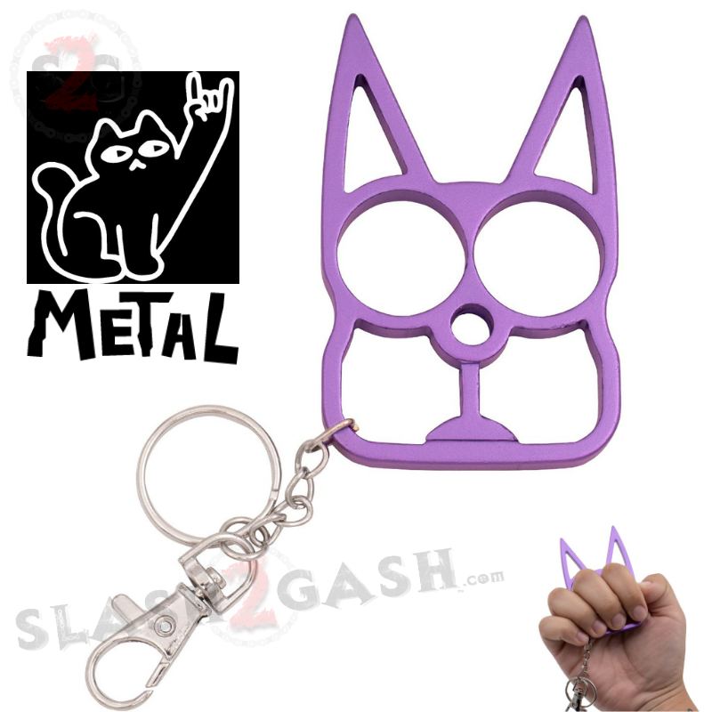 "Metal Cat" Self Defense Kitty Keychain Knuckles - Light Purple SD-KeyChain - Tophatter Daily Deals