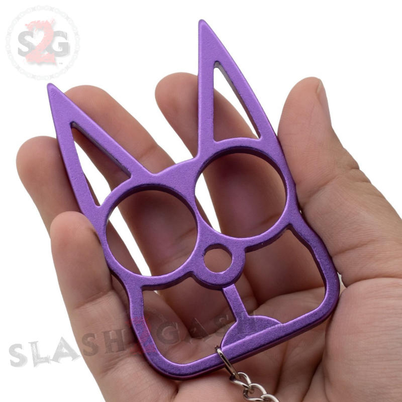 "Metal Cat" Self Defense Kitty Keychain Knuckles - Asst. colors SD-KeyChain - Tophatter Daily Deals