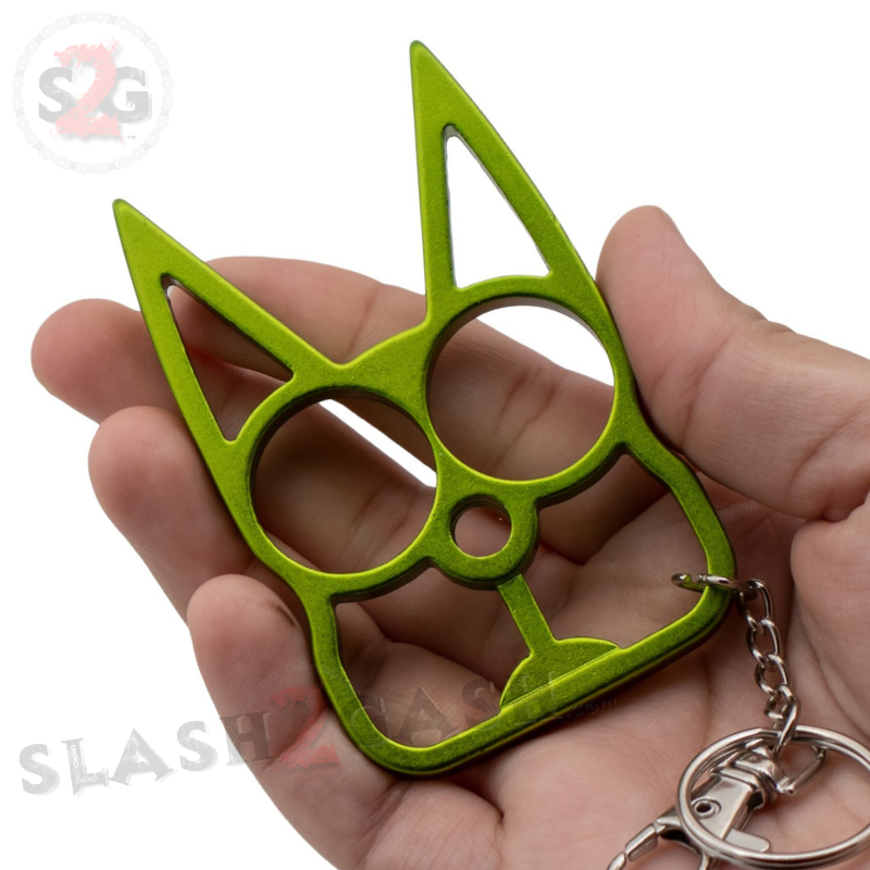 "Metal Cat" Self Defense Kitty Keychain Knuckles - Lime Green SD-KeyChain - Tophatter Daily Deals