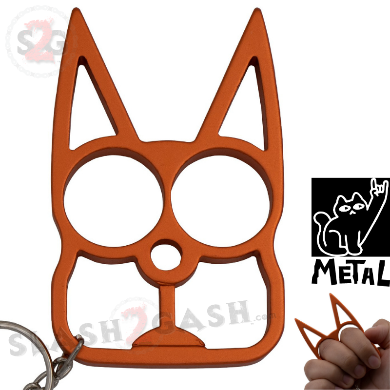 "Metal Cat" Self Defense Kitty Keychain Knuckles - Orange SD-KeyChain - Tophatter Daily Deals
