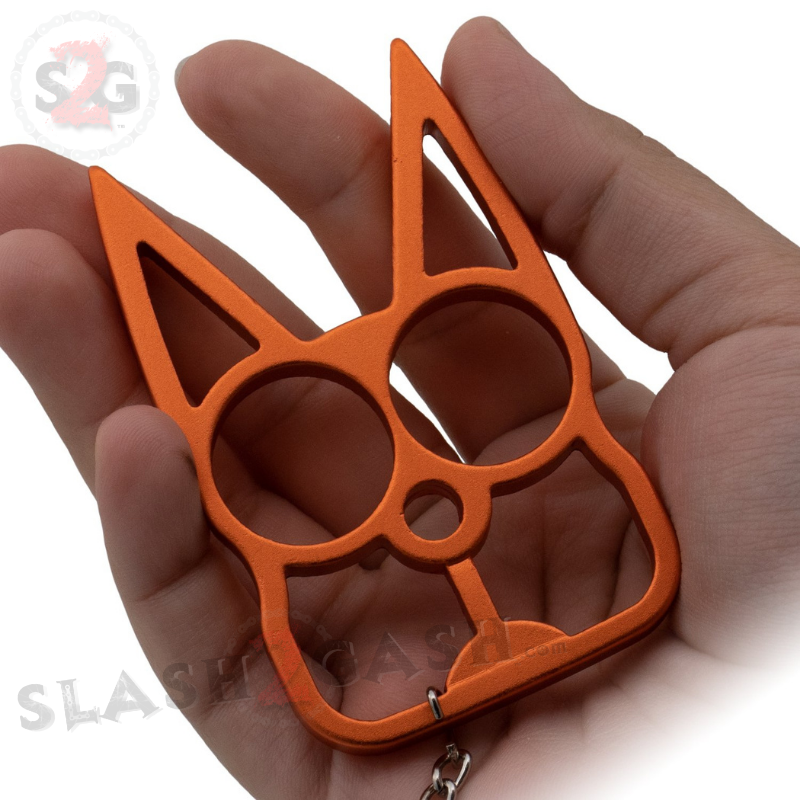 "Metal Cat" Self Defense Kitty Keychain Knuckles - Orange SD-KeyChain - Tophatter Daily Deals