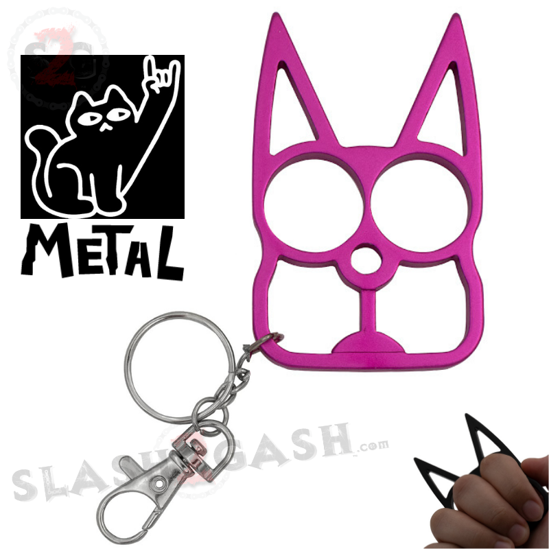 "Metal Cat" Self Defense Kitty Keychain Knuckles - Pink SD-KeyChain - Tophatter Daily Deals