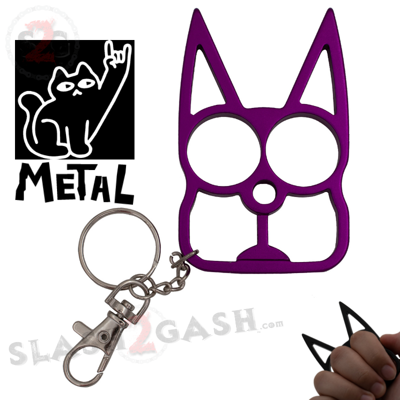 "Metal Cat" Self Defense Kitty Keychain Knuckles - Asst. colors SD-KeyChain - Tophatter Daily Deals