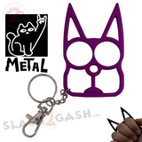 "Metal Cat" Self Defense Kitty Keychain Knuckles - Purple SD-KeyChain - Tophatter Daily Deals