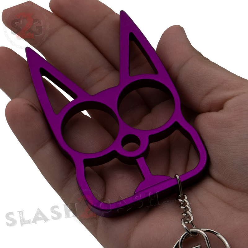 "Metal Cat" Self Defense Kitty Keychain Knuckles - Purple SD-KeyChain - Tophatter Daily Deals