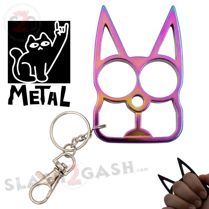 "Metal Cat" Self Defense Kitty Keychain Knuckles - Asst. colors SD-KeyChain - Tophatter Daily Deals