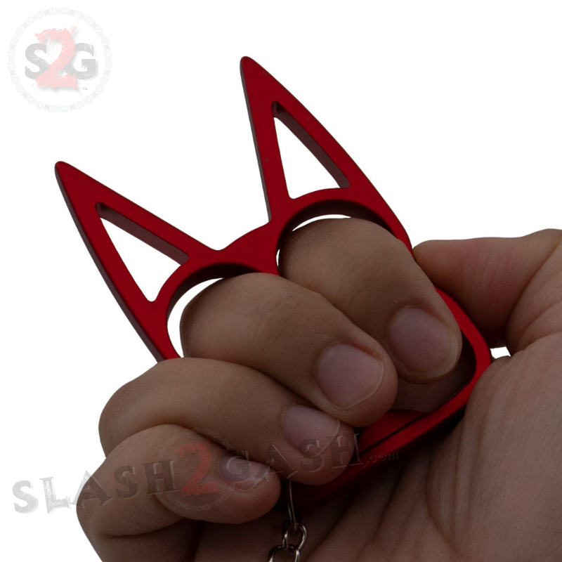 "Metal Cat" Self Defense Kitty Keychain Knuckles - Red SD-KeyChain - Tophatter Daily Deals