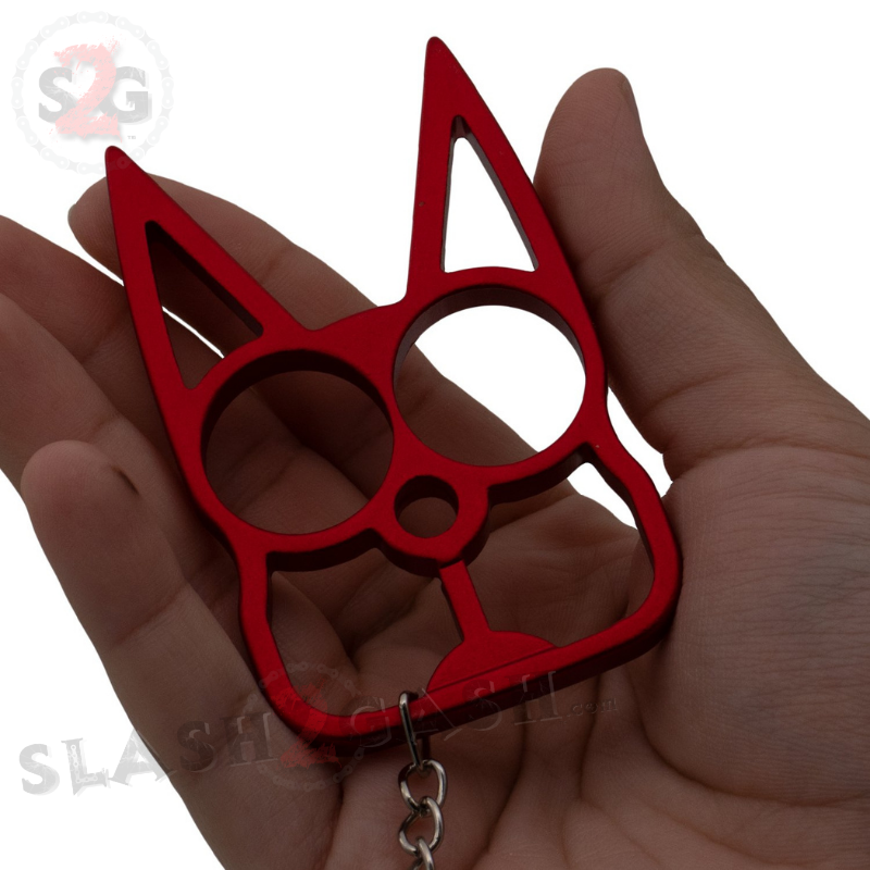 "Metal Cat" Self Defense Kitty Keychain Knuckles - Red SD-KeyChain - Tophatter Daily Deals