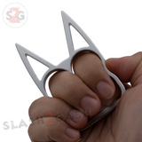 "Metal Cat" Self Defense Kitty Keychain Knuckles - Silver SD-KeyChain - Tophatter Daily Deals