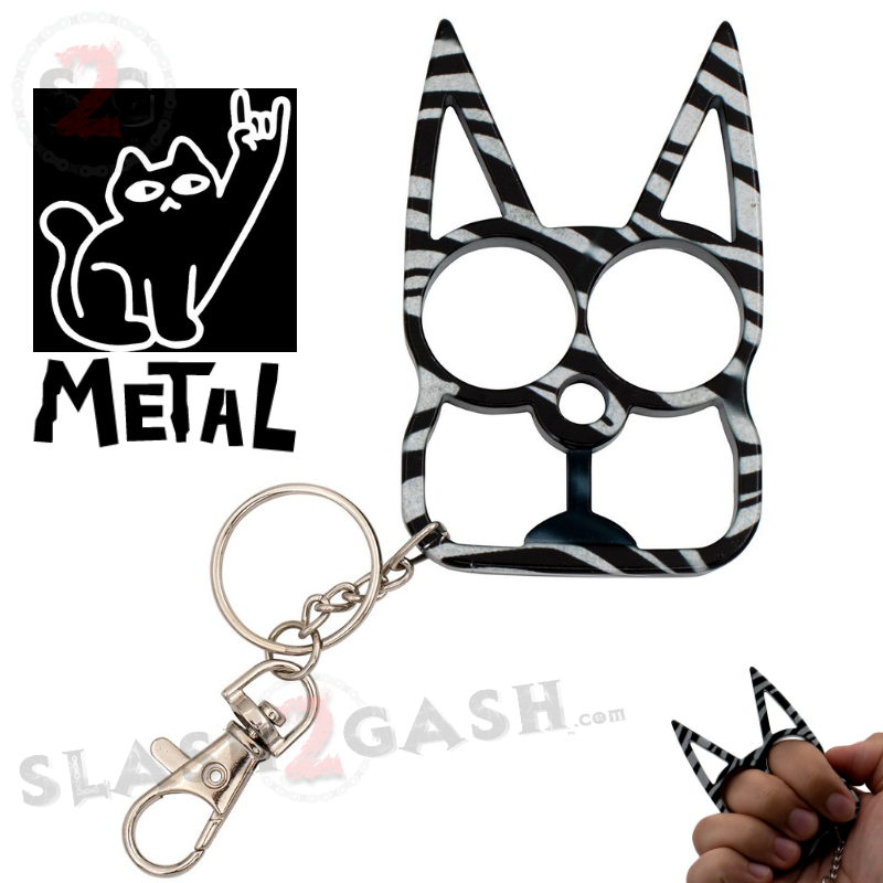 "Metal Cat" Self Defense Kitty Keychain Knuckles - Asst. colors SD-KeyChain - Tophatter Daily Deals