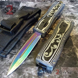 Automatic D/A Knife OTF Titanium Fade Damascus Finish Micarta Handle 440c Knife-OTF - Tophatter Daily Deals