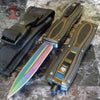 Automatic D/A Knife OTF Titanium Fade Damascus Finish Micarta Handle 440c Knife-OTF - Tophatter Daily Deals